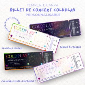 Template billet de concert Coldp﻿lay personnalisable