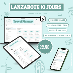 LANZAROTE EN 10 JOURS-NOTION TRAVEL ORGANISATION TEMPLATE