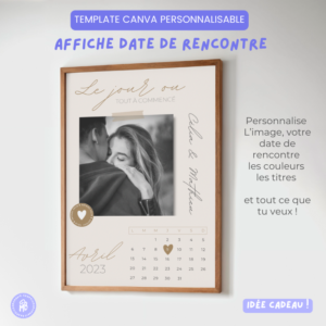 Affiche personnalisée date de rencontre – Template Canva