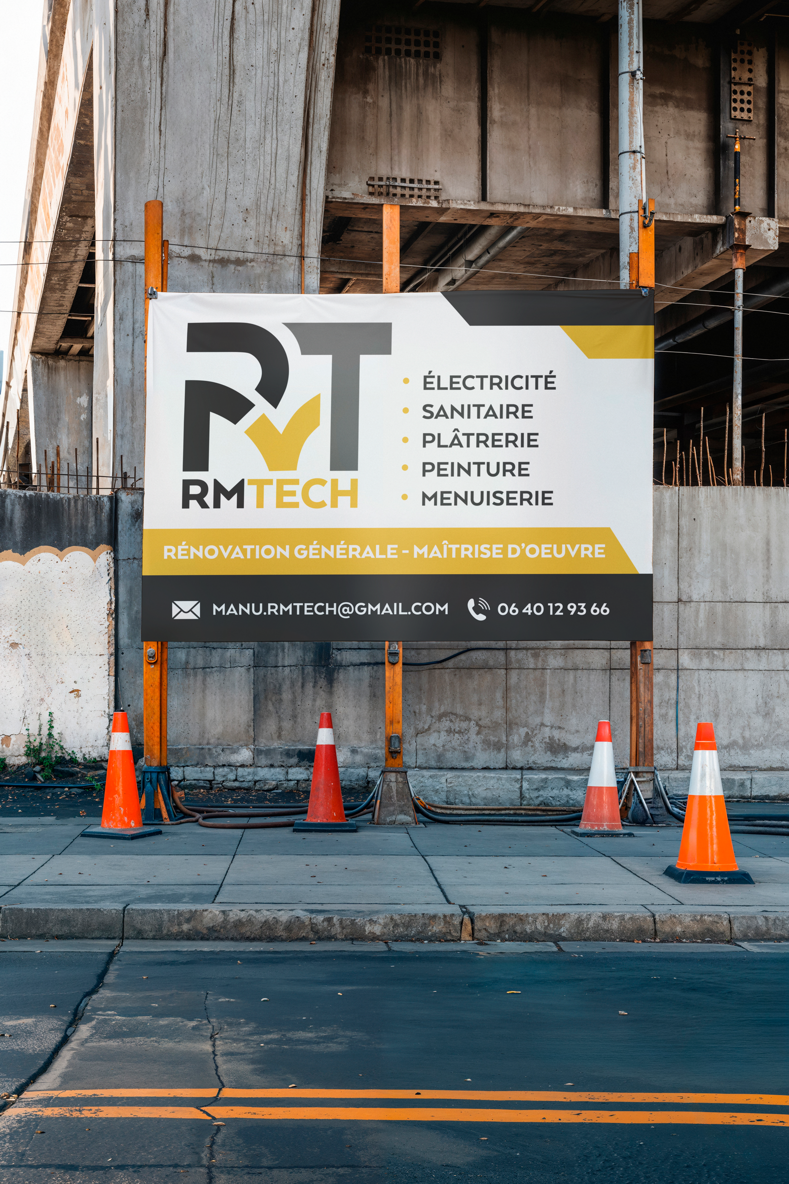 Panneau chantier RMTech — graphiste Alsace