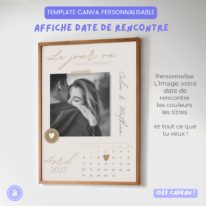 Affiche personnalisée date de rencontre template Canva